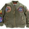 KIDS' 7-PATCH MA-1 GREEN FLIGHT JACKET